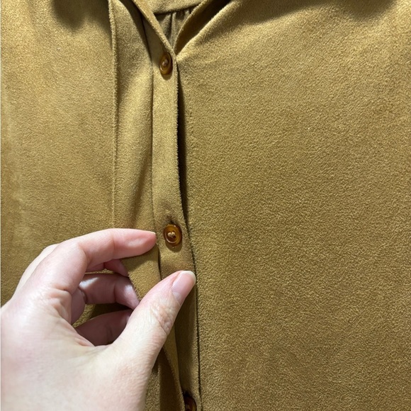 CHICOS • Women’s Western Suede Tan Brown Button Up Long Sleeve Top Size Large - Picture 4 of 6